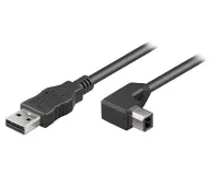 PremiumCord Kábel USB 2.0 A-B so zahnutým USB-B konektorom 90° 2m čierny (1 of 1)