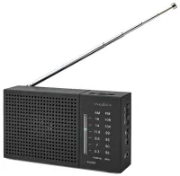 NEDIS portatīvais radio AM FM ar akumulatoru darbināms analogās 1,5 W austiņu izejas melns (1 of 7)