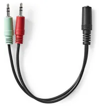 NEDIS reducering för headset 2x plugg 3,5 mm jack - uttag 3,5 mm jack black box 12 cm (1 of 2)