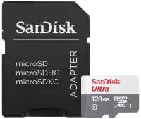 SanDisk Ultra 128GB microSDXC CL10 UHS-I Ātrums līdz 100MB iesk. adapteris (1 of 2)