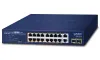 Przełącznik Planet PoE 18x1Gb + 2xSFP 1Gb 16x PoE 802.3at 30 185W VLAN tryb rozszerzenia 10Mb-250m