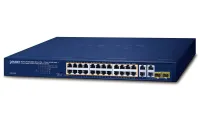 Switch PoE Planet GSW-2824P 26x 1Gb + 2x SFP 1Gb VLAN modo de extensão 10Mb-250m 802.3at 802.3az 250W PoE Budget (1 of 4)