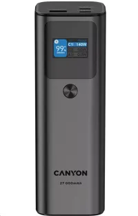 CANYON Powerbank PB-2010 27000mAh 2x USB-C 140W PD3.1 1x USB-A QC 3.0 näyttö tummanharmaa (1 of 11)