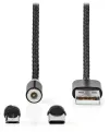 NEDIS USB 2.0 кабел USB-A щепсел - USB micro-B щепсел USB-C щепсел магнитни конектори черен блистер 2 м thumbnail (2 of 2)
