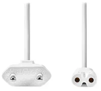 NEDIS-Stromkabel für Adapter, Euro-Stecker – Stecker IEC-320-C7, direkt-direkt, zweizeilig, weiß, lose 5 m (1 of 2)