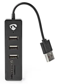 NEDIS Prise hub USB Prise USB-A USB-A 3 ports Alimentation par USB SD & MicroSD 3x USB noir (1 of 3)