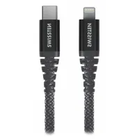 Swissten datový kabel kevlar usb-c lightning 1,5 m antracit (1 of 2)