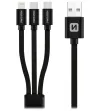 Kabel danych Swissten tekstylny 3w1 1,2 m czarny (lightning 2x usb-c)