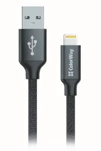 USB-кабель для передачи данных Colorway Apple Lightning 2.1A, 1 м, черный (1 of 1)