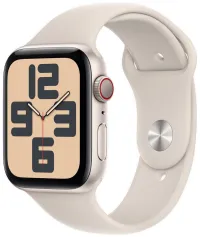 Apple Watch SE GPS + Cellular 44 mm Starlight-Aluminiumgehäuse mit Starlight-Sportarmband – S M (1 of 2)