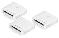 Ubiquiti UniFi Switch Flex — 5 портов Gbit RJ45, 1 вход PoE 802.3bt, 4 выхода PoE 802.3af для улицы — набор из 3 шт. (1 of 7)