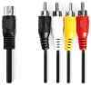 NEDIS DIN 5pin männlech DIN 4× RCA männlech Reduktioun Audiokabel schwaarz Bulk 1m