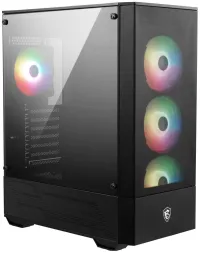 Cás MSI MAG FORGE 112R gan soláthar cumhachta fágtha gloine tempered 4x 120 mm lucht leanúna A-RGB 2x USB3.0 dubh (1 of 5)