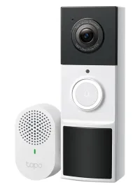 TP-Link Tapo D210 Smart Video Doorbell Ceamara 3MP Aimsiú Daoine 160° Réimse Amhairc IP65 SD Sliotán (1 of 2)