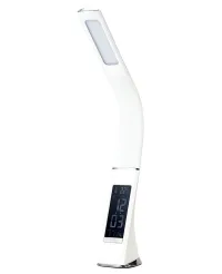 IMMAX LED tafellamp Leer 65W 300lm 5V 1A 3 lichtkleuren flexibele arm uitschakelmogelijkheid LCD USB wit (1 of 2)