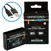 PATONA fotoaku Canon LP-E10 1020mAh Li-Ion Platinum USB-C laadimine (1 of 4)