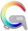 IMMAX Светодиодная лампа для релаксации FLAMINGO Qi с зарядкой-будильником RGB 300 лм USB-выход BT 5.1 серебристый thumbnail (1 of 5)