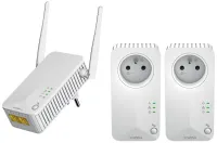 FUERTE juego de 3 adaptadores Powerline WF 600 TRI FR Powerline 600 Mbit con Wi-Fi 300 Mbit con 2x LAN blanco (1 of 3)