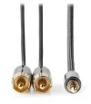 Kabel audio stereo NEDIS PROFIGOLD wtyk jack 3,5 mm - 2x wtyk RCA bawełniany szary BOX 1m thumbnail (2 of 2)