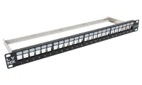 LYNX Patchpanel 19" 24 portar outrustad skärmad svart Cat5e 6 6A 7 patchpanel (1 of 2)