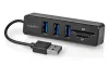 NEDIS USB Hub Stecker USB-A Buchse USB-A 3 Ports Stromversorgung über USB SD & MicroSD 3x USB schwarz thumbnail (1 of 3)