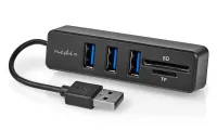 NEDIS USB-hubstik USB-A-stik USB-A 3 porte strømforsyning fra USB SD & MicroSD 3x USB sort (1 of 3)