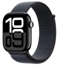 Apple Watch Series 10 GPS + Cellular 46 mm Alluminio nero pianoforte con cinturino Ink Loop (1 of 8)