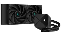 DEEPCOOL Waasserkühler LS520S Zero Dark 2x120 mm Fan Intel an AMD komplett schwaarz (1 of 2)