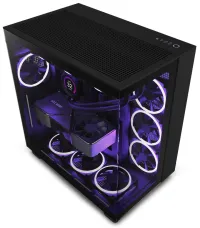 Cás NZXT H9 Sreabhadh lucht leanúna ATX 4x120mm dhá sheomra suas go dtí barr gloine bréifnithe 10xfan. taobh tosaigh dubh (1 of 5)