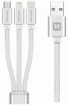 Swissten Data cable 3in1 MFi 1.2 m textile (micro USB USB-C Lightnings) silver thumbnail (1 of 1)