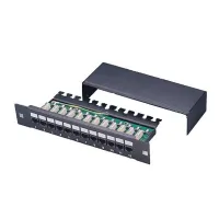 XtendLan Patch panel 10" 1U 12 θύρες CAT5STP LSA με κάλυμμα οριζόντια τοποθέτηση συνδετήρων μαύρο γείωση (1 of 1)