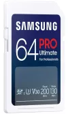 ## Samsung PRO Ultimate 64 GB Najboljša pomnilniška kartica formata SDXC za profesionalno uporabo v dronih, akcijskih kamerah, 360° kamerah ali tablicah ponuja kapaciteto **64 GB**. Hitrost branja je **do 200 MB/s**. Seveda je povečana odpornost na vodo, udarce in padce z višine, ekstremne temperature, obrabo, magnete in rentgensko sevanje. V paketu je priložen USB adapter. **Kapaciteta:** 64G **Hitrost branja:** 200 MB/s **Hitrost pisanja:** 130 MB/s **Vrsta kartice: ** SDXC ### Razred - UHS-I (U3 - V30) - Razred 10 thumbnail (3 of 3)
