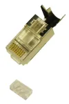 RJ45 connector CAT 7/6A/6, 50u shielded, folded with press clip