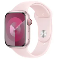 Apple Watch Series 9 cellás, 45 mm-es rózsaszín alumínium, világos rózsaszín sportszíjjal S M (1 of 2)