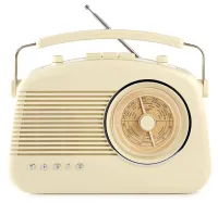 NEDIS pöytäradio AM FM akkukäyttöinen verkkovirralla toimiva analoginen 4,5 W BT-lähtö kuulokkeille beige (1 of 5)