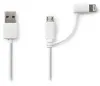 Καλώδιο συγχρονισμού και φόρτισης NEDIS 2 σε 1 USB Micro B Plug + Adapter Lightning - A Plug white 1m thumbnail (2 of 2)