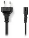 Kabel zasilający NEDIS 230V do adapterów łączących złącze wtykowe Euro IEC-320-C7 dwużyłowy czarny luzem 3m thumbnail (2 of 2)