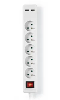 Tomada de extensão de energia NEDIS angular 5x interruptor de tomada branco 15m (1 of 1)