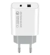 COLORWAY 1x USB e 1x carregador de rede USB-C 20W 100V-240V Branco thumbnail (3 of 4)