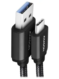 AXAGON кабел за данни и зареждане USB-A към USB-C USB 3.2 Gen1 3A ALU оплетка 1m черен (1 of 1)