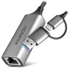 Αντάπτορας AXAGON USB-A + USB-C σε GLAN(RJ-45) ADE-TXCA USB 3.2 Gen1 15cm μεταλλικό σώμα