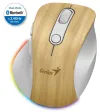 GENIUS Ergo 9000S Pro Pine Wood dobbelt Bluetooth+2,4GHz 2400dpi trådløs 6 knapper genopladelig RGB fyrretræ farve