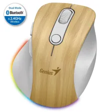 GENIUS Ergo 9000S Pro Pine Wood topelt Bluetooth+2.4GHz 2400dpi juhtmevaba 6 nuppu laetav RGB männivärvi (1 of 3)