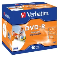 VERBATIM DVD-R, 47 ГБ, 16 шт., для печати, 10 шт. (1 of 1)