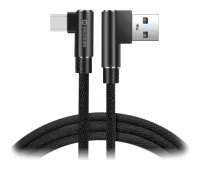 Swissten текстилен кабел за данни Arcade USB USB-C 1.2m L конектори Черен (1 of 1)
