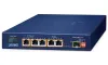 Planet BSP-115PV-15A napelemes PoE+ switch 5x1Gb 1x1Gb SFP 5x PoE+ 802.3at -20~65°C IP30 LCD kijelző