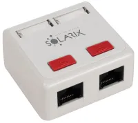 Solarix CAT5E UTP 2 x RJ45 гнездо върху бял гипс (1 of 2)