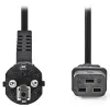 NEDIS cable alimentación 230V conexión 10A conector IEC-320-C19 clavija angular Schuko negro 2m