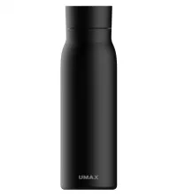 Botella inteligente UMAX Botella inteligente U6 Notificación negra del régimen de bebida Volumen 600 ml Funcionamiento 30 días USB Acero (1 of 3)