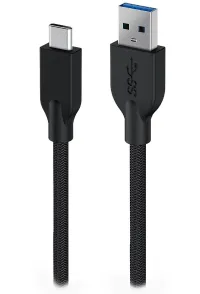 GENIUS кабел за зареждане ACC-A2CC-3A 150cm USB-A към USB-C 3A QC3.0 плетен черен (1 of 1)